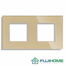 Рамка двойная на 2 поста, FUJIHOME TW-2F-GD, размер 157х86мм, закаленное стекло, цвет золотой.