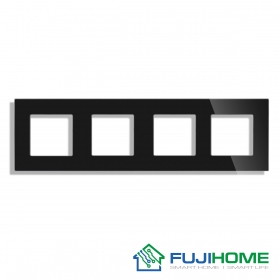 Рамка четверная на 4 поста, FUJIHOME TW-4F-BK, размер 299х86мм, закаленное стекло, цвет черный.