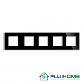 Рамка на 5 постов, FUJIHOME TW-5F-BK, размер 370х86мм, закаленное стекло, цвет черный.