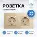 Розетка одинарная электрическая с заземлением FUJIHOME S2GLD, рамка стекло, 220В /16А, цвет золотой